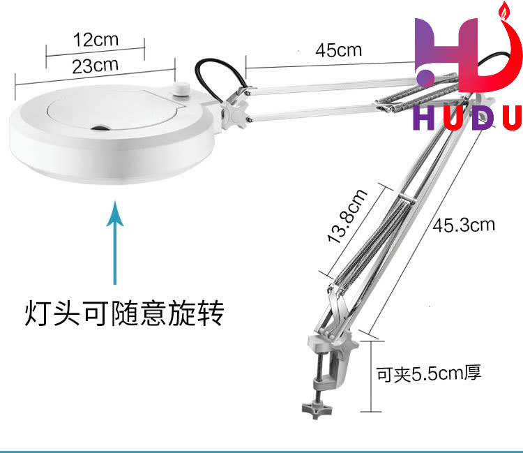 Kính lúp kẹp bàn có đèn led phóng đại 20X