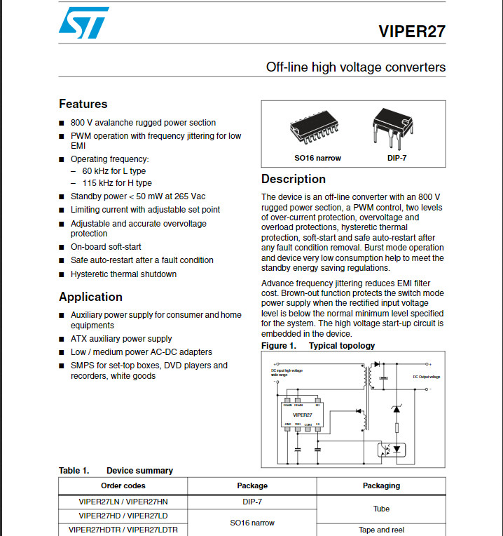viper27l datasheet