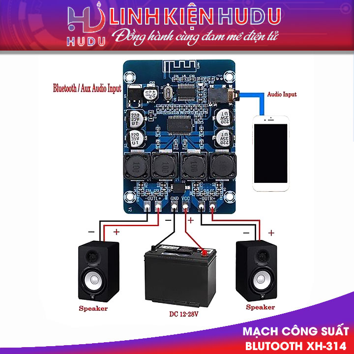 Linh kiện điện tử Hudu cung cấp mạch công suất bluetooth XH-314 đảm bảo chất lượng, giá tốt