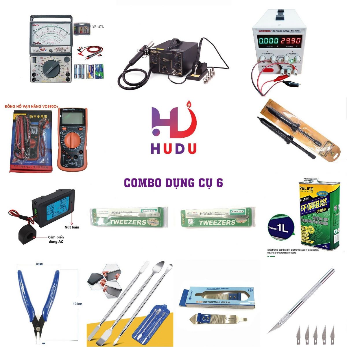 Trong combo dụng cụ tại Hudu có nhiều phần quà hấp dẫn cho khách hàng